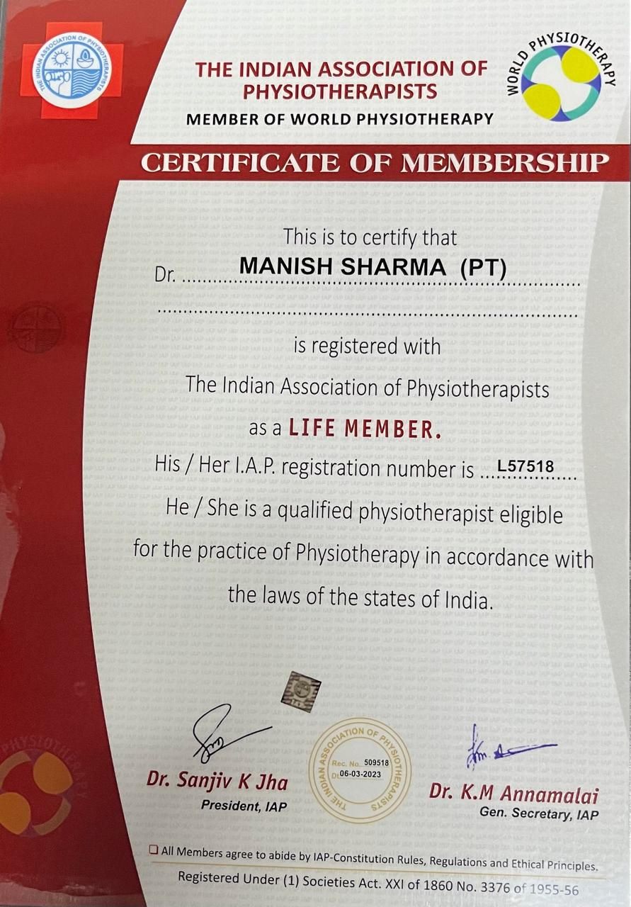 Life Membership — Indian Association of Physiotherapists, Reg. L57518