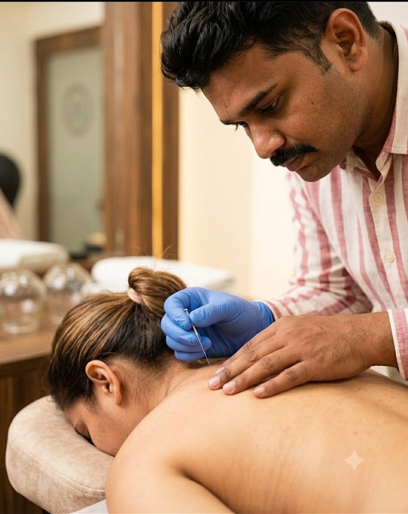 Dry needling and cupping therapy session